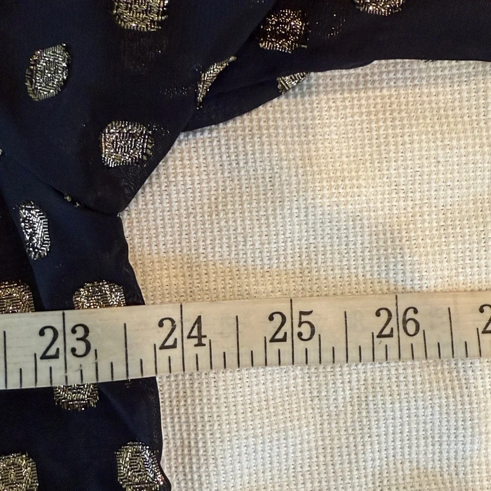 Anthropologie Bishop & Young Black Pullover Blouse w Gold Metallic Dots Medium - Picture 11 of 15
